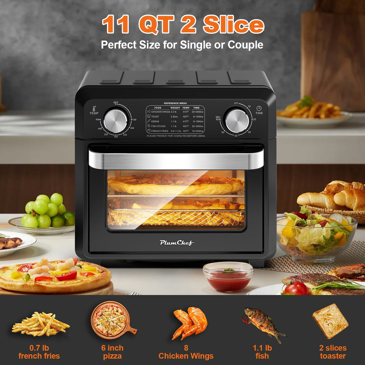 Compact 11 Qt Air Fryer for Family Meals