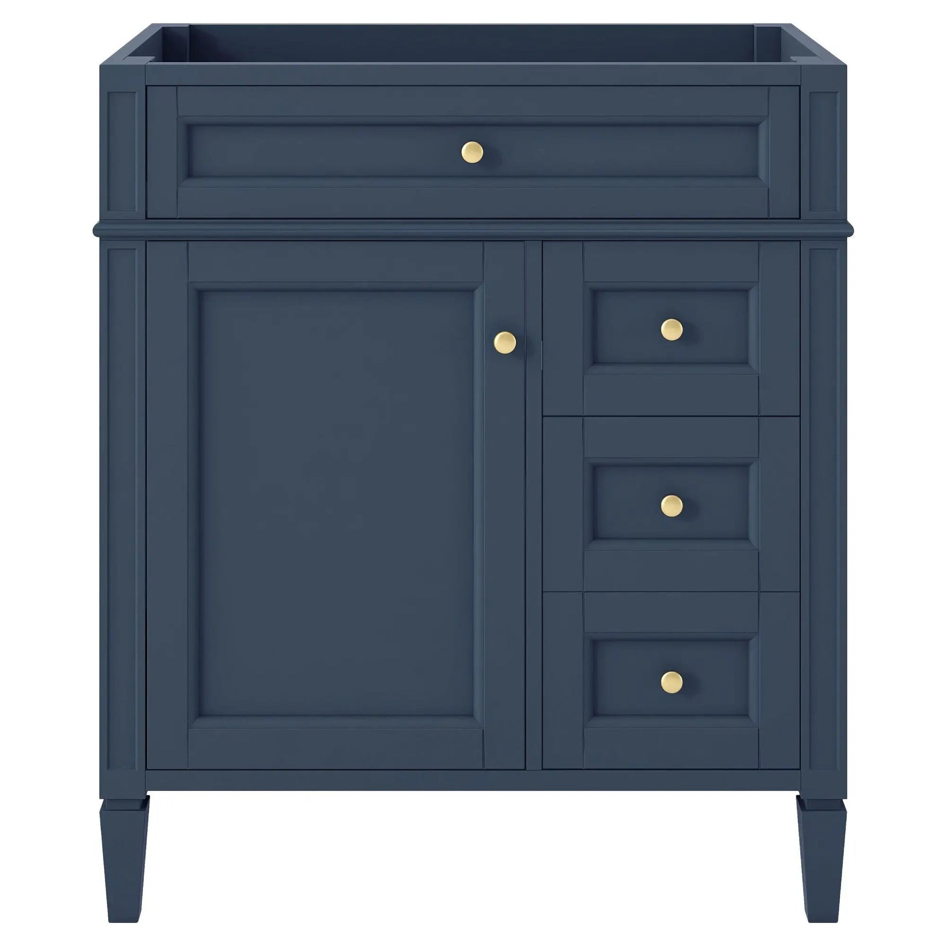 Bathroom vanity base navy blue with 2 drawers and tip-out drawer by Unique Piece Furniture on Tampa Home & Garden Store