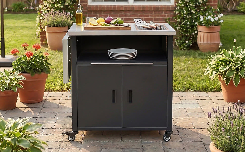 Foldable Outdoor Grill Cart and Prep Table