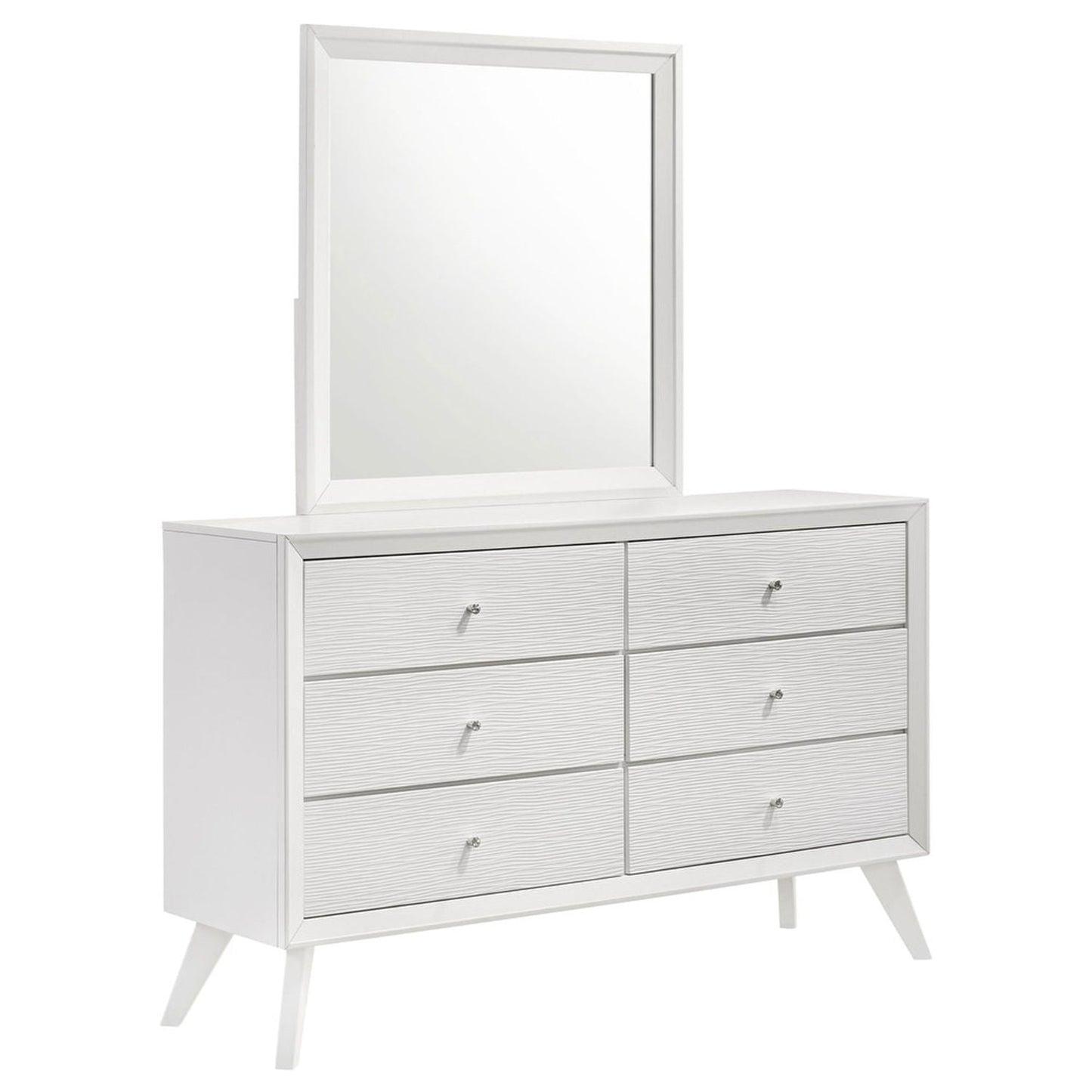 Dresser with Angled Legs and Round Knobs, White