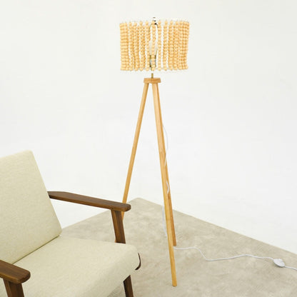 Brillo 3-Legged Floor Lamp with brown finish and bead shade on Tampa Home & Garden Store