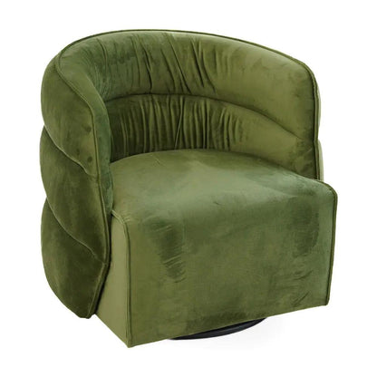 Walden Stylish Swivel Chair in green velvet with curved back and plush seat on Tampa Home & Garden Store