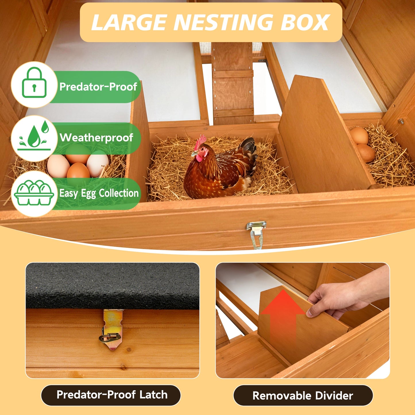 Outdoor Wooden Chicken House and Nesting Box