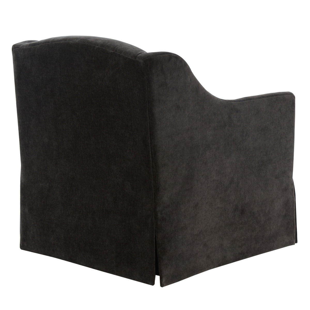 Skirted swivel accent chair charcoal fabric with curved arms and 360° swivel on Tampa Home & Garden Store