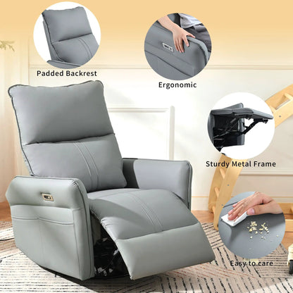270 Degree Power Swivel Rocker Recliner With USB