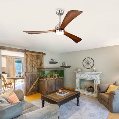 52in solid wood blade ceiling fan with light and remote control, brown blades, HouseOfZazla on Tampa Home & Garden Store