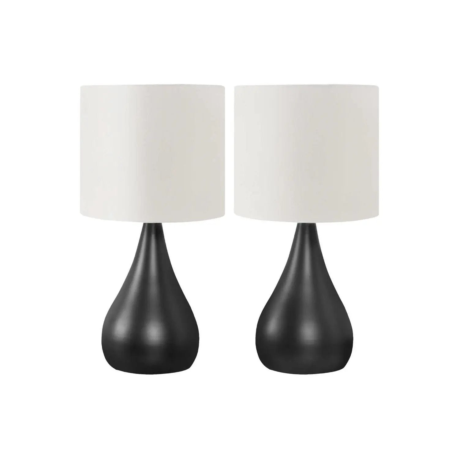 Table lamp set, contemporary black bases with white shades, pair by Unique Piece Furniture on Tampa Home & Garden Store