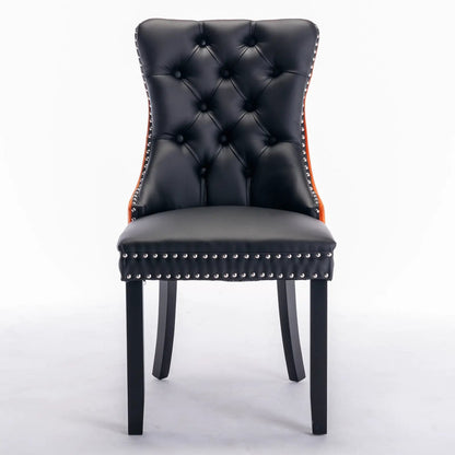 Nikki Modern Upholstered Dining Chair set of 2, black tufted faux leather nailhead trim on Tampa Home & Garden Store