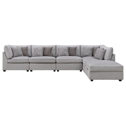HouseOfZazla Lafayette 2-piece modular sectional sofa in gray fabric with pillows on Tampa Home & Garden Store