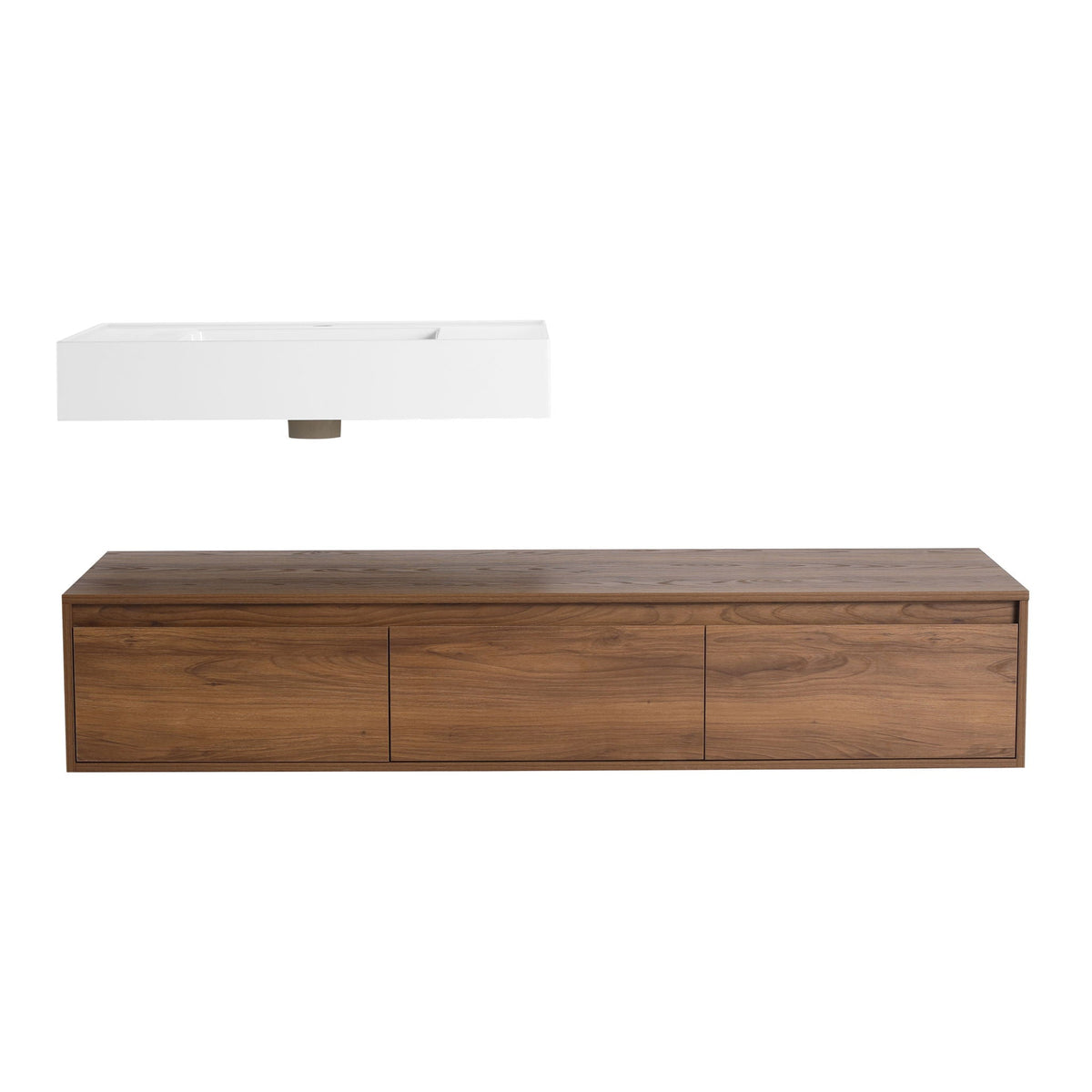Modern Wall Mounted Bathroom Vanity 2-piece set: white unit with wood base HouseOfZazla on Tampa Home & Garden Store