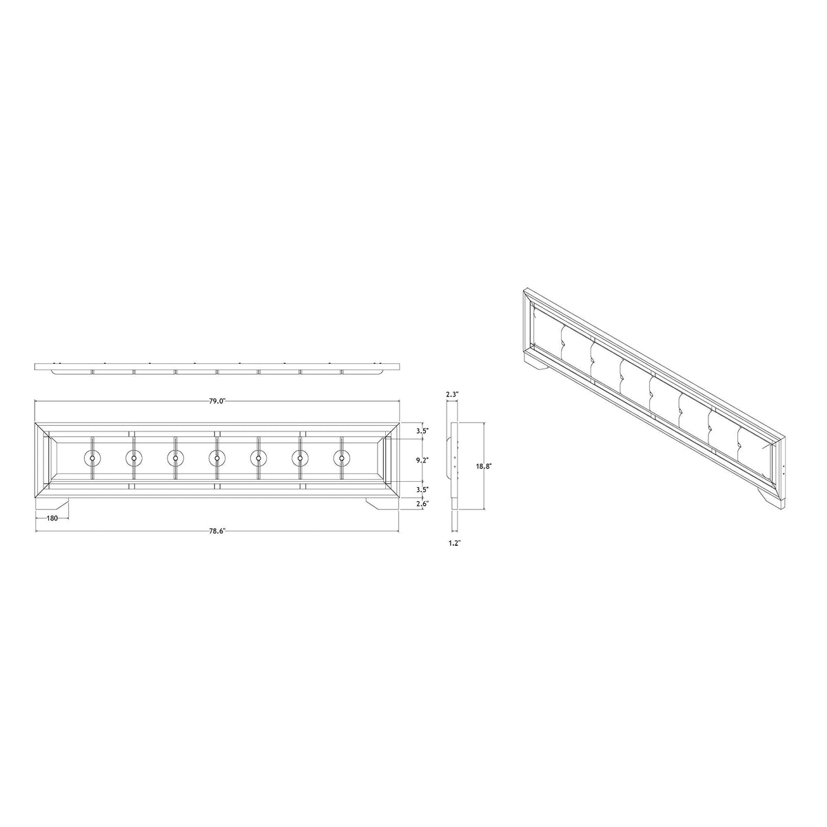 Chloe Elegant Design Bed panel bed by HouseOfZazla dimensioned blueprint on Tampa Home & Garden Store