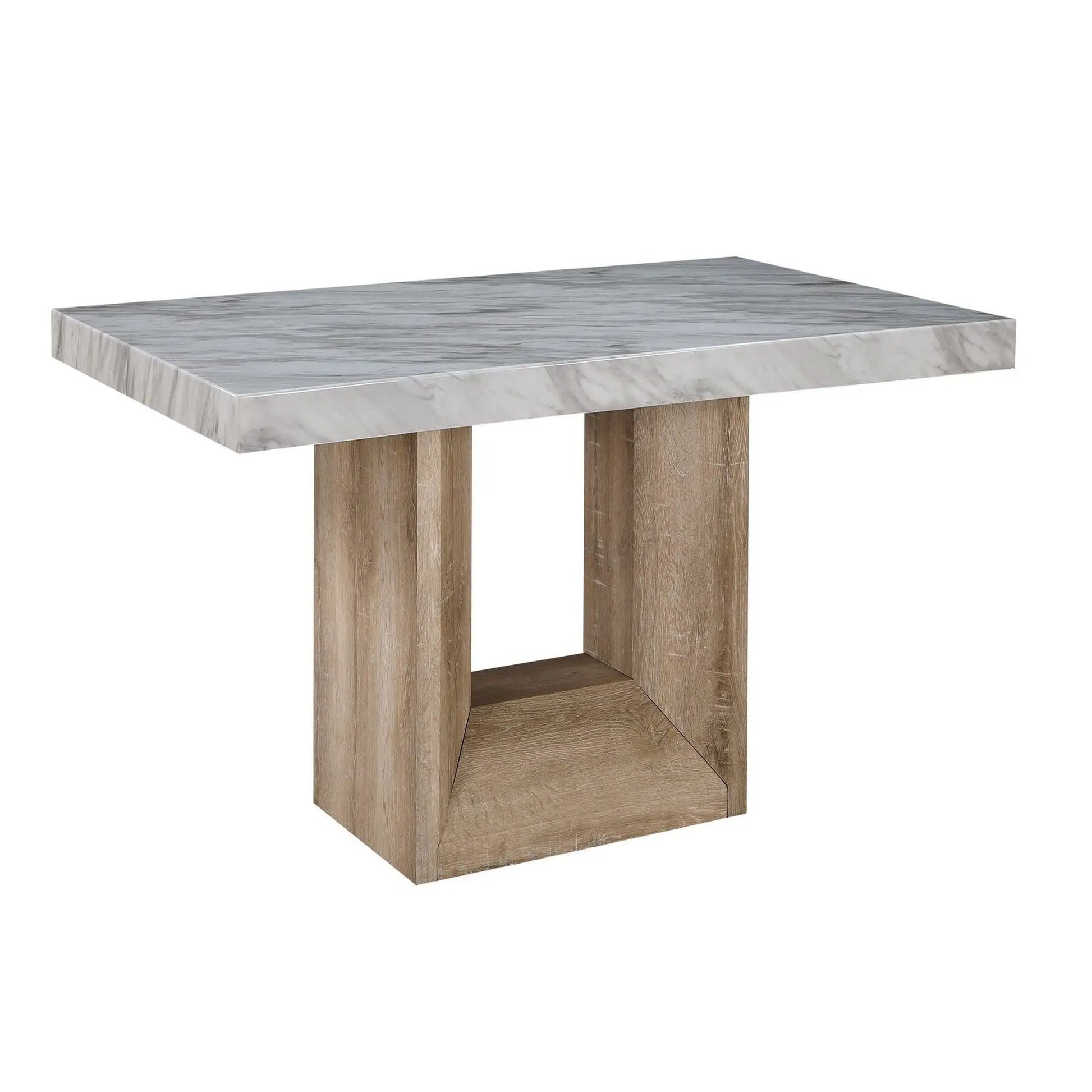 Sheena Dining Table with gray marble top and wooden legs by Unique Piece Furniture on Tampa Home & Garden Store