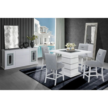 Ariya Bar Table with Glass Inlay and Gloss Finish