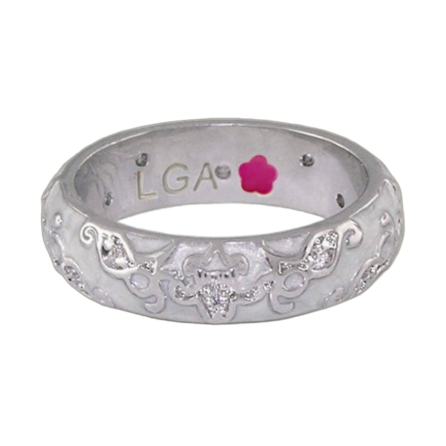 Daisy Swirl Band Ring, silver ring with daisy motif and flower accent by Lauren G Adams on Tampa Home & Garden Store