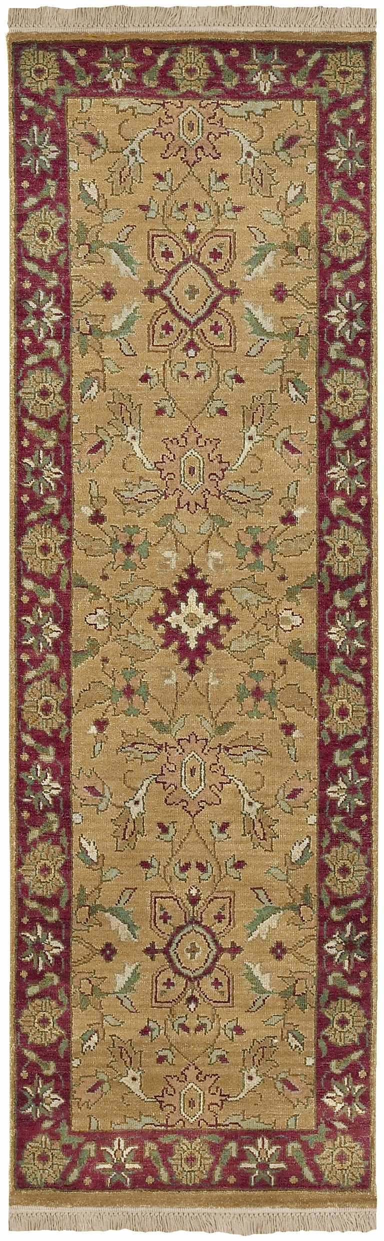 Danboro Wool Carpet rug by Boutique Rugs beige field with burgundy border floral motif on Tampa Home & Garden Store