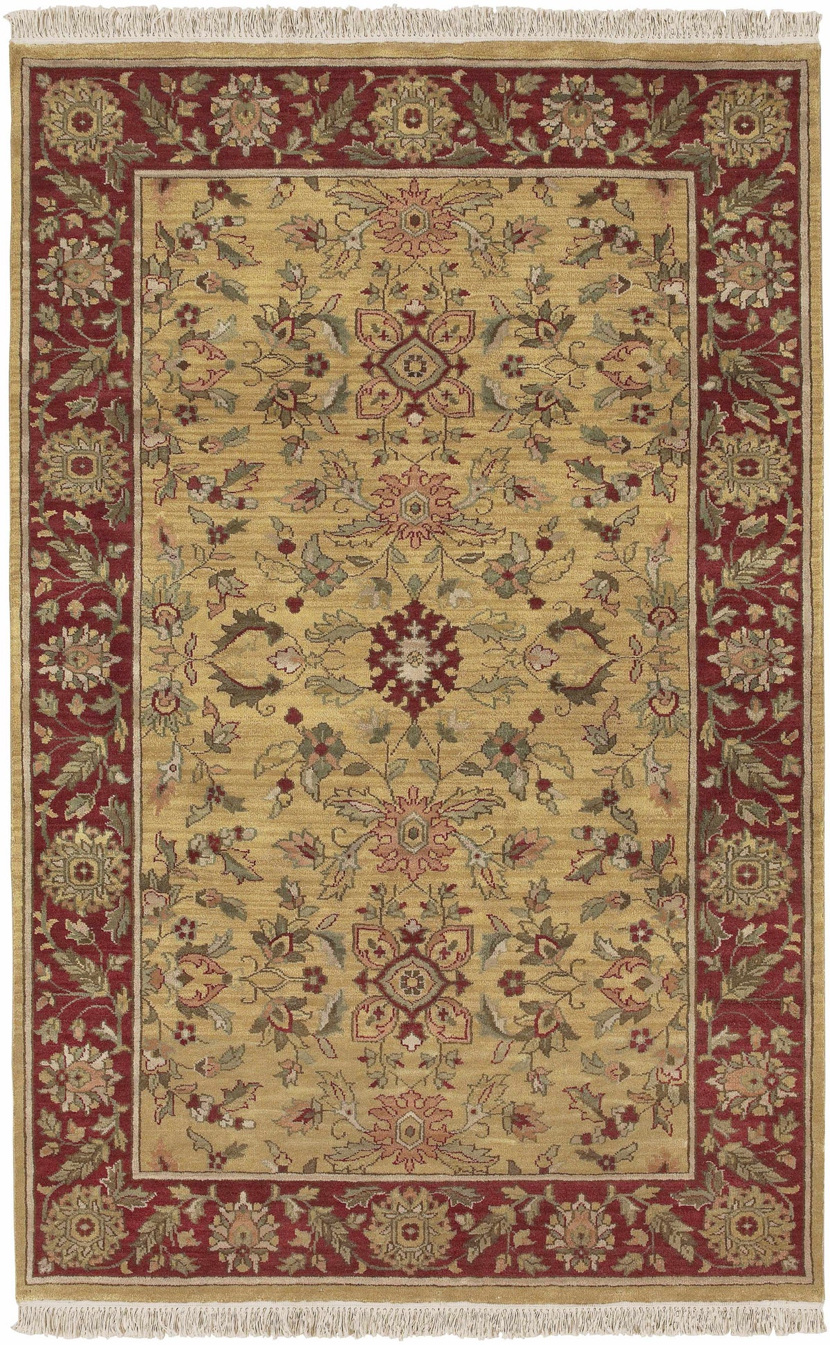 Rug Danboro Premium Wool Carpet by Boutique Rugs with gold field and burgundy border on Tampa Home & Garden Store