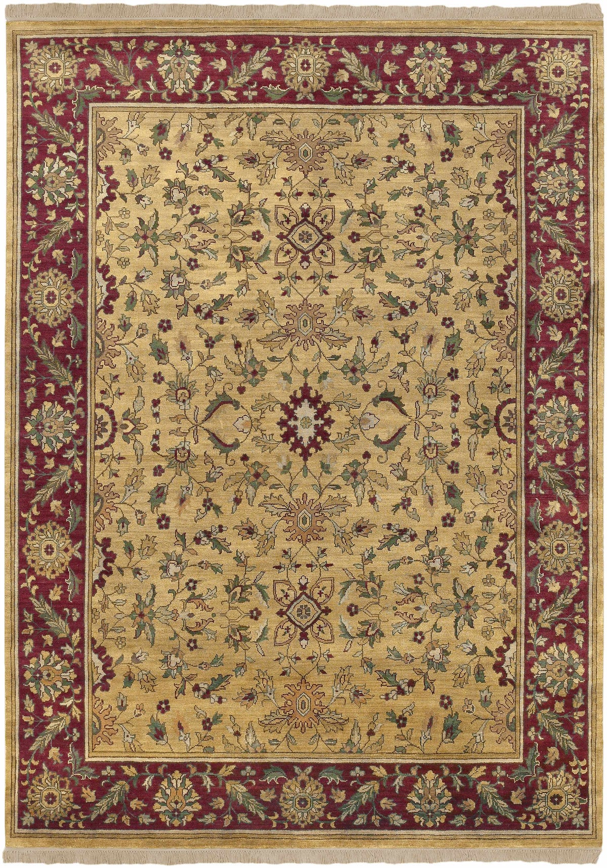 Danboro Premium Wool Carpet rug with beige field and burgundy border in oriental design on Tampa Home & Garden Store
