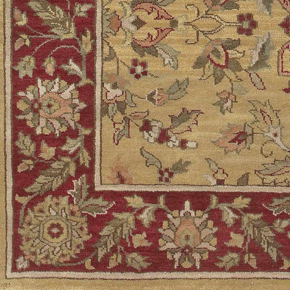 Danboro Premium Wool Carpet by Boutique Rugs with red border and beige central floral field on Tampa Home & Garden Store