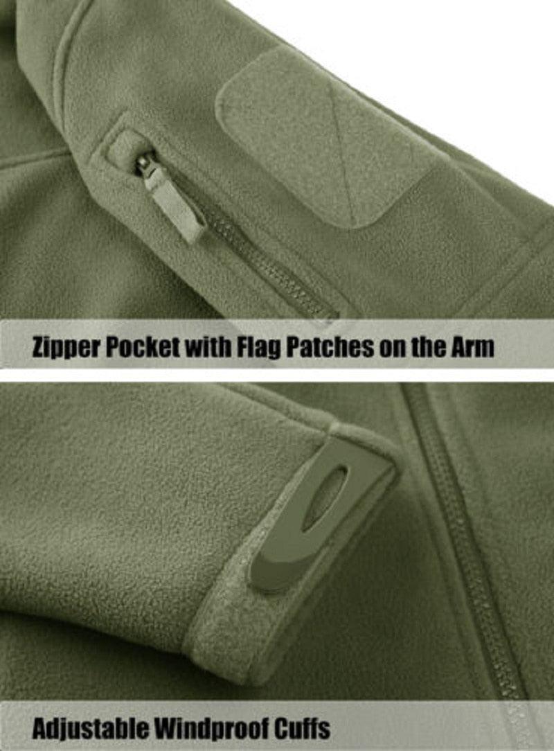 Dark blue Stevvex fleece jacket with pockets zippered arm pocket and adjustable cuffs on Tampa Home & Garden Store