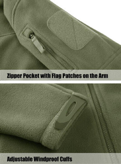 Dark blue Stevvex fleece jacket with pockets zippered arm pocket and adjustable cuffs on Tampa Home & Garden Store