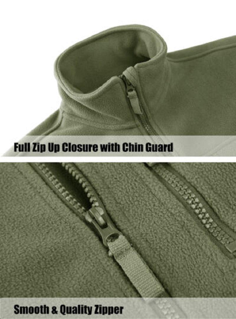 Stevvex olive green fleece jacket with full-zip closure and chin guard on Tampa Home & Garden Store