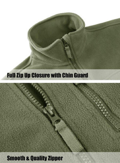Stevvex olive green fleece jacket with full-zip closure and chin guard on Tampa Home & Garden Store