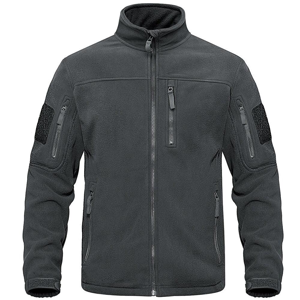 Stevvex dark blue outdoor fleece jacket with multiple zip pockets and stand collar on Tampa Home & Garden Store