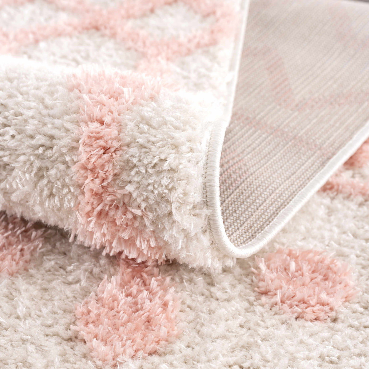 Darva Pink Plush Area Carpet pink and white fluffy shag with soft pile Boutique Rugs on Tampa Home & Garden Store