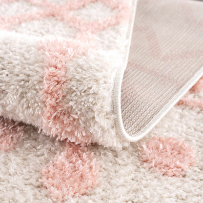 Darva Pink Plush Area Carpet pink and white fluffy shag with soft pile Boutique Rugs on Tampa Home & Garden Store