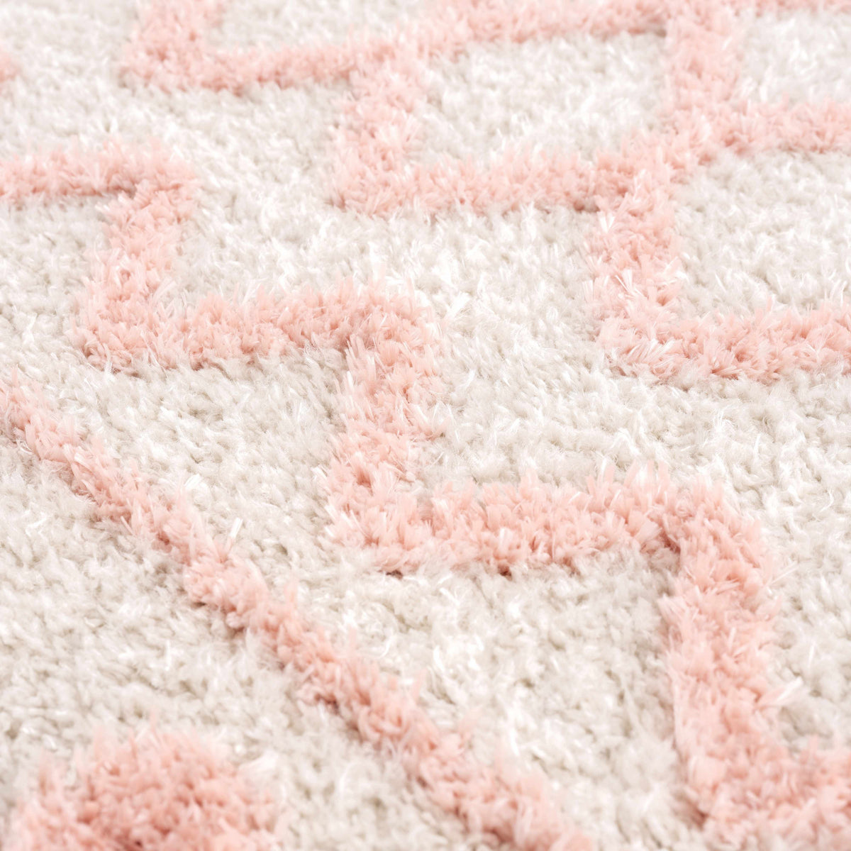Darva Pink Plush Area Carpet by Boutique Rugs, pink and white fluffy shag rug on Tampa Home & Garden Store