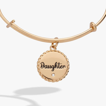 Bracelet Daughter charm by Alex and Ani in gold tone with engraved round pendant on Tampa Home & Garden Store