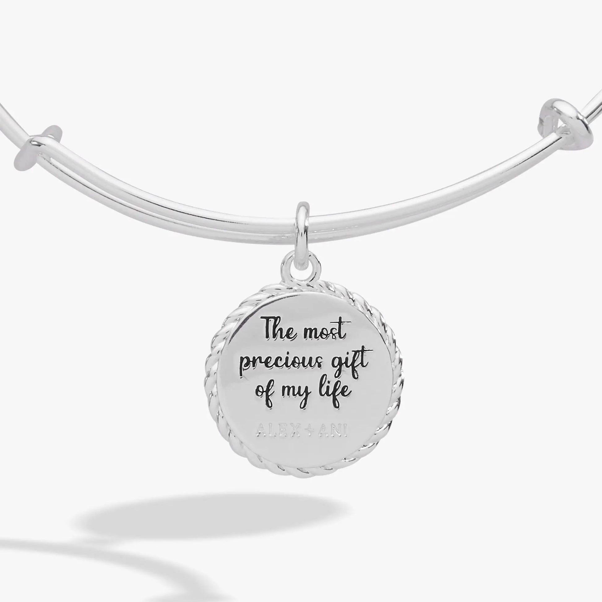 Daughter The Most Precious Gift Of My Life charm bracelet by ALEX AND ANI in silver on Tampa Home & Garden Store