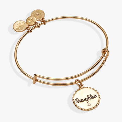 Daughter Charm Bangle With Engraved Crystal
