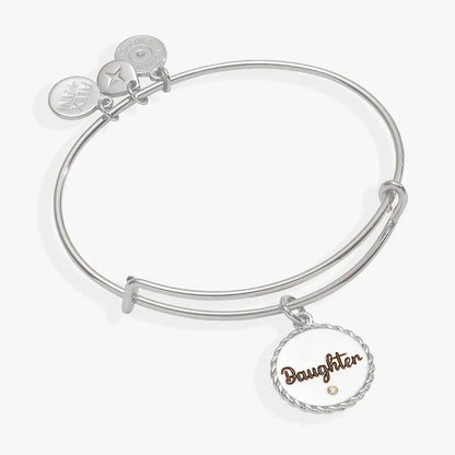 Daughter Charm Bangle With Engraved Crystal