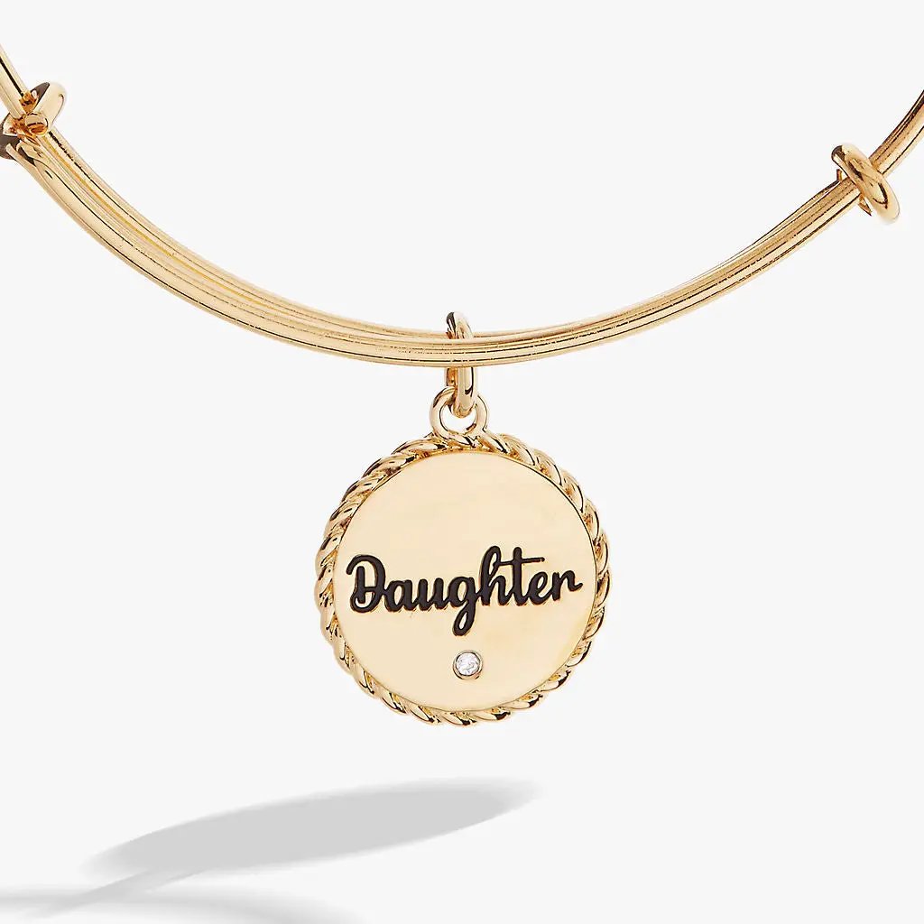 Daughter Charm Bangle With Engraved Crystal