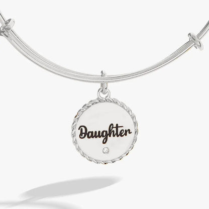 Daughter Charm Bangle With Engraved Crystal