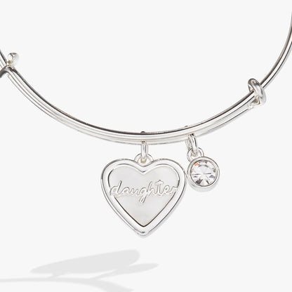 Daughter Mother of Pearl Heart Bangle Bracelet