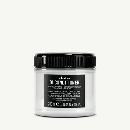 Davines OI Conditioner jar with black ribbed lid, white container, 250 ml Nava Beauty on Tampa Home & Garden Store