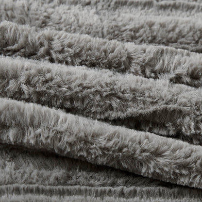 Grey Faux Fur And Down Alternative Comforter Set