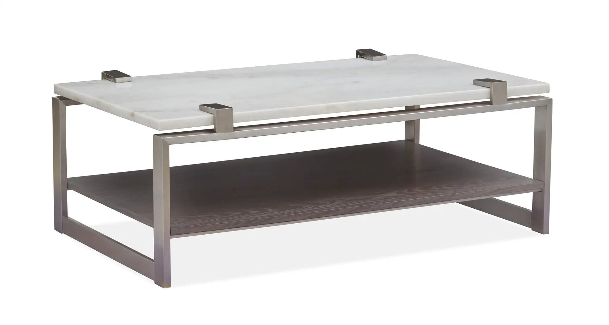 Paradox Rectangular End Table white marble top stainless steel frame wood shelf Unique Piece Furniture on Tampa Home & Garden Store