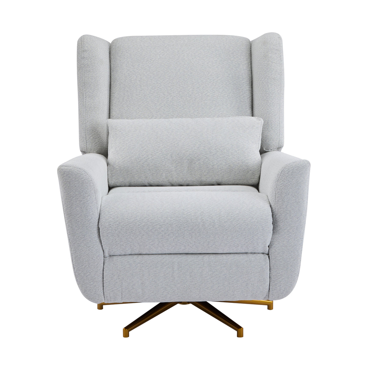 Power recliner chair in light gray upholstery with 360° swivel base on Tampa Home & Garden Store