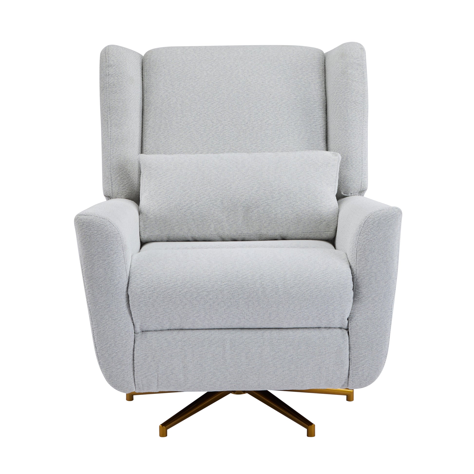 Power recliner chair in light gray upholstery with 360° swivel base on Tampa Home & Garden Store