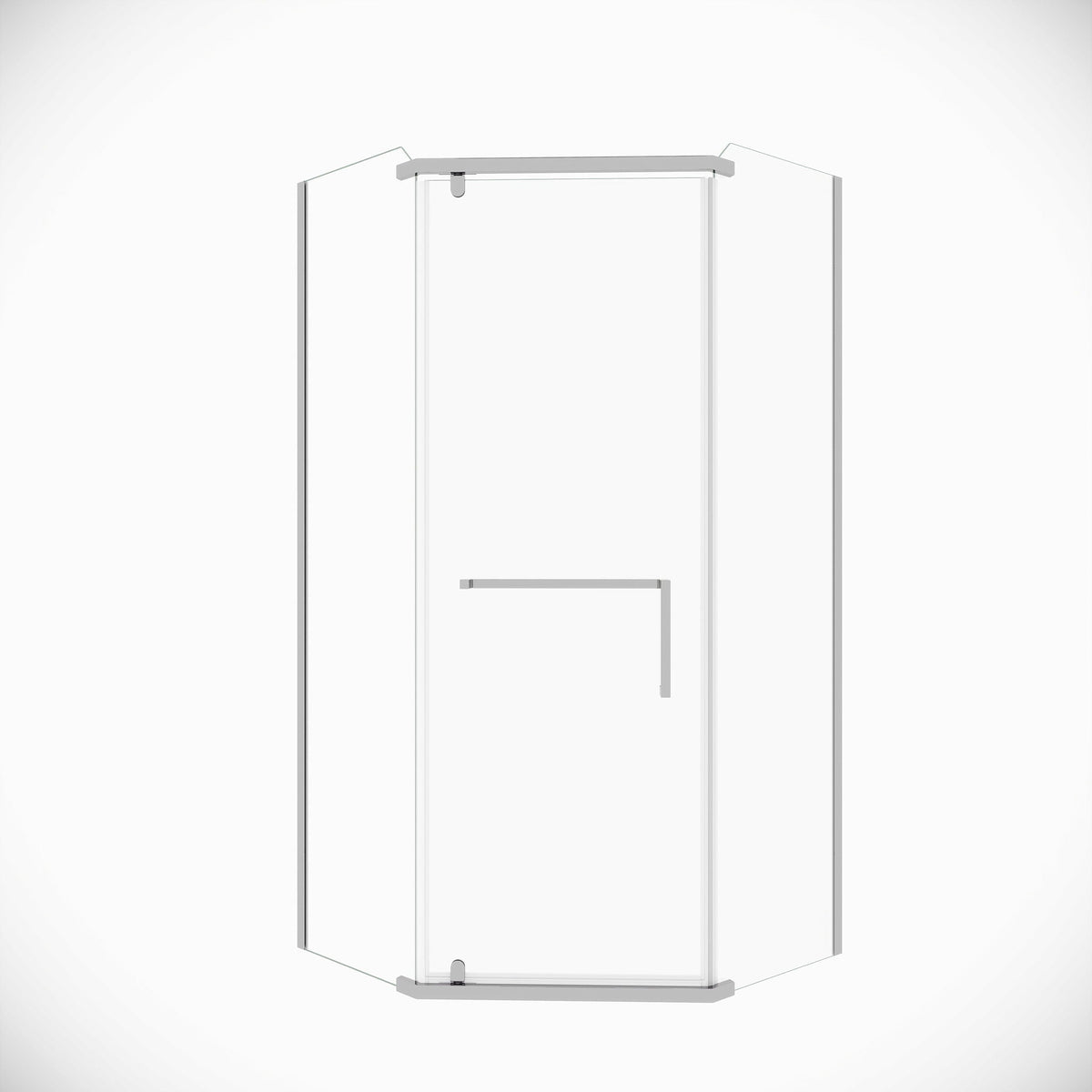 Frameless Neo Angle Shower Door with tempered glass pearl silver finish by HouseOfZazla on Tampa Home & Garden Store