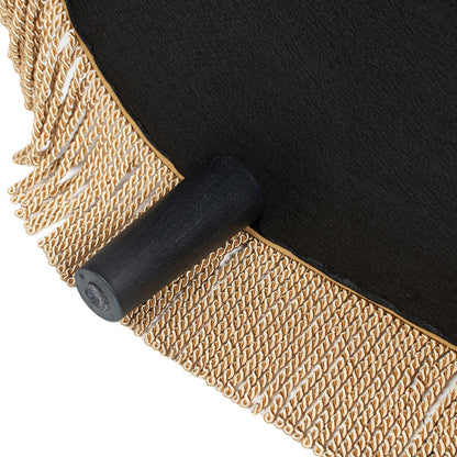 Melinda oval tufted bullion fringe bench black upholstery gold bullion fringe HouseOfZazla on Tampa Home & Garden Store