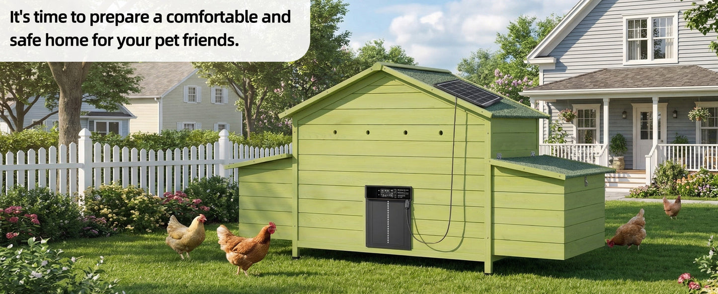 70 Automatic Wooden Chicken Coop with Solar Door