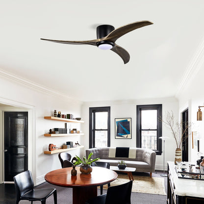 HouseOfZazla 52-inch flush-mount ceiling fan with solid wood curved blades, light, remote on Tampa Home & Garden Store