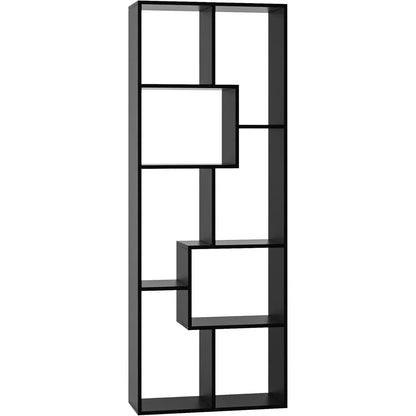 Asymmetrical 5-tier display shelf & bookcase, black metal frame on Tampa Home & Garden Store