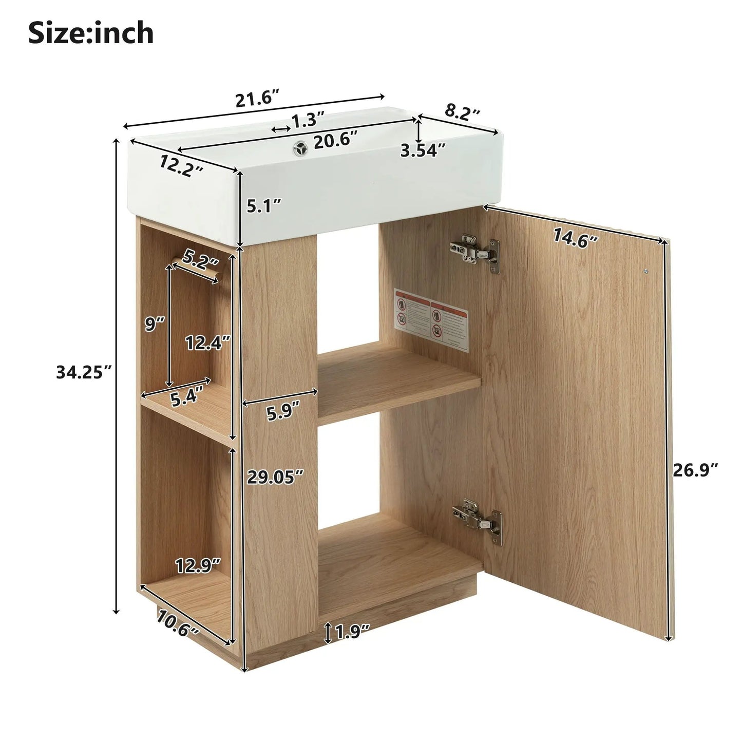 Bathroom Vanity With Sink, Freestanding Cabinet