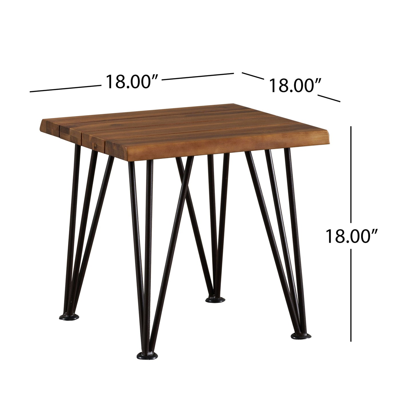 Zion Outdoor Industrial Iron coffee table with teak top and 2 side tables by HouseOfZazla on Tampa Home & Garden Store