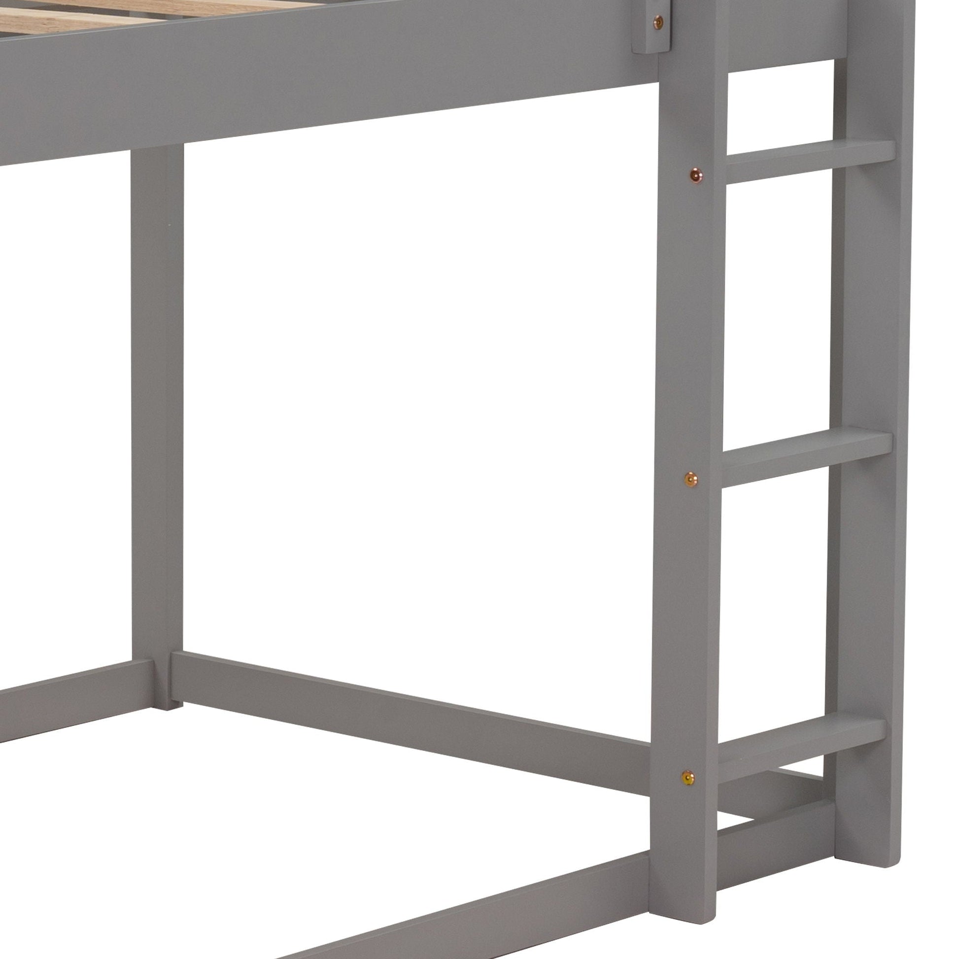 HouseOfZazla low bunk bed in gray with house-shaped frame and built-in ladder on Tampa Home & Garden Store